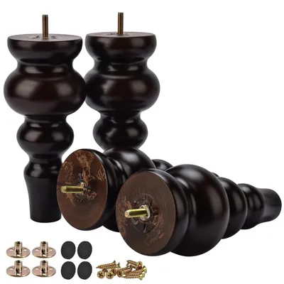 Productafbeelding van Set van 4 Houten Meubelpoten 9 Inch voor Meubels met Schroefdraad
