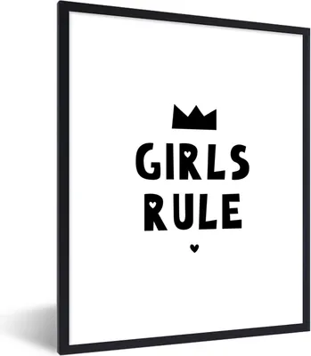 Produktbild von MuchoWow® Gerahmtes Poster Zitate - Kinder - Mädchen - Mädchen regieren - Sprichwörter 60x80 cm - Poster mit Schwarzem Bilderrahmen Wandposter Rahmen Foto Bilder - Premium - Wanddeko Wohnzimmer