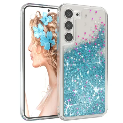 Produktbild von EAZY CASE - Glitzer Hülle kompatibel mit  Samsung Galaxy S23 Plus Glitzer Schutzhülle, Soft Case, Backcover Transparent mit Motiv