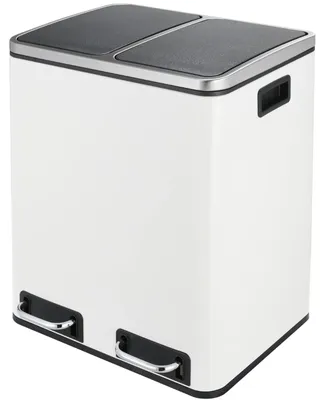 Produktbild von Küchen Mülleimer - Treteimer mit 2 Fächern - Soft Close - Edelstahl 2x15L 30L - Rechteckig - Weiß