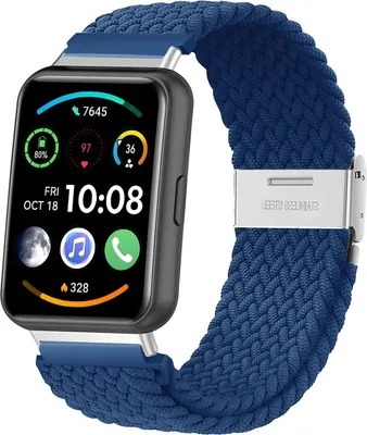 Produktbild von Nylon Smartwatch-Armband - Geeignet für Huawei Watch Fit 2 geflochtenes Armband - blau - Strap-it Uhrenarmband / Armband / Armbänder