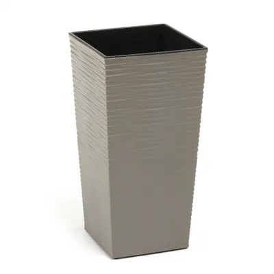 Zdjęcie produktu dla Doniczka LAMELA Flowerpot FINEZIA ECO DLUTO - wcięcie, 19 x 19 cm, wysokość 36 cm, szara
