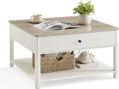 Produktbild von VASAGLE Couchtisch, Wohnzimmertisch, maritimer Stil, 80 x 80 x 45 cm