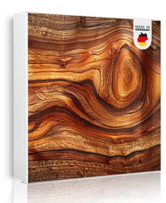 Produktbild von banjado Schlüsselkasten aus Metall, 30x30cm groß mit 32 Haken, als Magnettafel nutzbar, Korpus schwarz, Anschlag rechts, Holz Gemasert Astloch [SKGW2 13628]