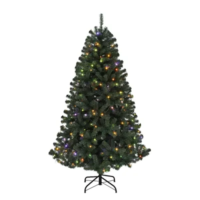 Produktbild von 182cm Weihnachtsbaum mit 250 LED Beleuchtung, mit 880 Spitzen, Naturgetreu Kifer, mit Klappsystem & Metallständer, Schnellaufbau, Φ110cm