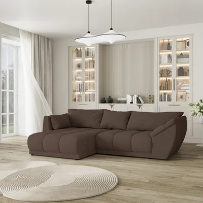 Produktbild von Masseno Ecksofa ORENTI L-S mit Schlaffunktion L-Form, Sofa mit Bettkasten, Wohnzimmersofa, Couch, Soffa, Bettsofa, Couchgarnitur- Braun, QUELLE 25