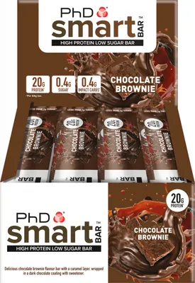 Produktbild von PhD Smart Bar (12x64g) Chocolate Brownie - Riegel - Protein-Riegel
