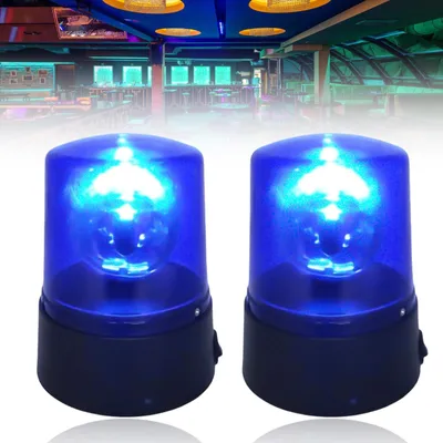 Productafbeelding van Blauw LED Partyverlichting, 2 stuks, 360° rotatie, batterij-aangedreven