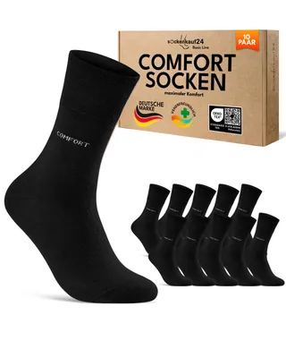 Produktbild von Comfort Socken ohne Gummibund Damen Herren - 70209T Schwarz 39-42 10 Paar