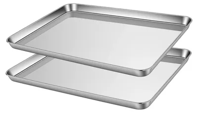 Immagine prodotto di Set di 2 teglie in acciaio inox rettangolari 44 x 31 x 2,5 cm