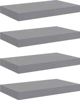 Zdjęcie produktu dla Półki Ścienne, 4 Szt., Szare, 40X23X3,8 Cm, Mdf Lumarko!