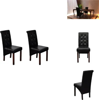 Produktbild von vidaXL Esszimmerstühle 2 Stk. Schwarz Kunstleder -  Esszimmerstühle