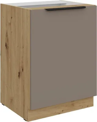 Obrázok produktu pre Dolná jednodverová skrinka LUNARA - šírka 60 cm, tmavo béžová / dub artisan