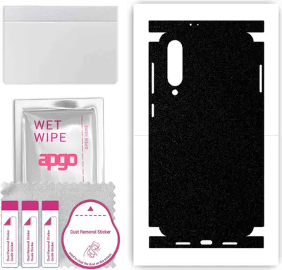 Produktbild von apgo Rückseite + Seiten Schutzfolie, Skin, kompatibel mit Xiaomi Mi 9 SE, Hinten Displayschutzfolie aus Vinylfolie, kratzfest, einfache Montage - Mattschwarz