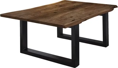 Produktbild von Couchtisch Baumkante 120 x 80 cm Akazie massiv + nussbaumfarben schwarz matt LUBIN