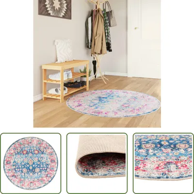 Produktbild von The Living Store Teppich Waschbar Mehrfarbig Ø 120 cm Rutschfest