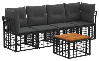 Produktbild von vidaXL Outdoor-Sofagarnitur 5 pcs Schwarz und Dunkelgrau Polyester