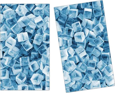 Produktbild von Spritzschutz Herdabdeckplatte Schneidebrett aus Glas Meer aus Eiswürfeln 2-Teilig (60x52cm)
