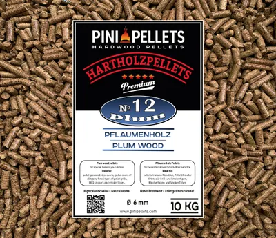 Produktbild von PINI Grillpellets № 12 Pflaume 10 kg BBQ Hartholzpellets zum Grillen Räuchern Smoken