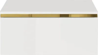 Produktbild von Hängender Nachttisch mit 1 Schublade – Weiß glänzend und Gold – VUKIA by Pascal Morabito