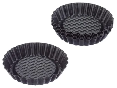 Produktbild von Klassische Mini-Törtchen, 6 Stück, Törtchenförmchen 10 cm, kleine Tarteform, antihaftbeschichtet