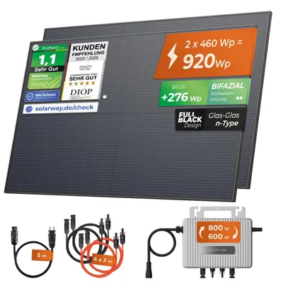 Produktbild von Solarway® 920Wp / 800W Balkonkraftwerk komplett Steckdose - neuester EcoFlow Stream 800 Watt Wechselrichter