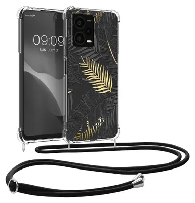 Produktbild von kwmobile Necklace Case kompatibel mit Xiaomi Redmi Note 12 Pro+ 5G / Note 12 Pro Plus 5G Hülle - Silikon Cover mit Handykette - Gelb Grau Transparent