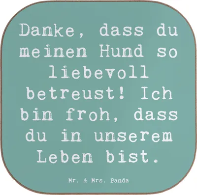 Produktbild von Mr. & Mrs. Panda Untersetzer für Gläser Spruch Danke Hundesitter - Meeresbrise - Geschenk, besondere Momente, gläseruntersetzer, Tassenuntersetzer, Aufmerksamkeit, Glas