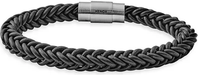 Produktbild von Armband 21cm - Edelstahl - Leder - schwarz