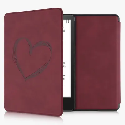 Produktbild von kwmobile Klapphülle kompatibel mit Amazon Kindle Paperwhite 11. Generation 2021 Hülle - Flipcase für Kindle Paperwhite Hülle aus Kunstleder - Herz