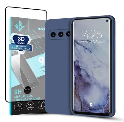 Produktbild von Hülle für Samsung Galaxy S10 mit 9H Displayglas Displayschutz Case Cover Bumper Smartphone Softgrip Schutzhülle Farbe: Lavendelblau