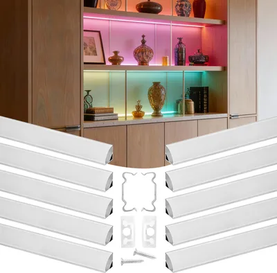 Zdjęcie produktu dla Profil Led Vevor 10 Szt 2M Anodowany Aluminiowy Z Mlecznym Dywuforem