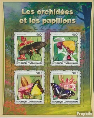 Produktbild von Briefmarken Zentralafrikanische Republik 2017 Mi 6735-6738 Kleinbogen (kompl. Ausgabe) postfrisch Orchideen und Schmetterlinge