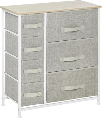 Zdjęcie produktu dla Szafka z 7 składanymi szufladami z tkaniny, zajmująca mało miejsca, wykonana z włókniny, szara, 63,5 x 30 x 71 cm, idealna do przechowywania