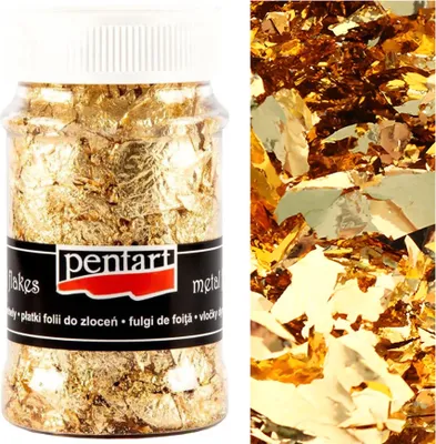 Produktbild von PENTART Deco-Metall-Flocken silbern Flocken Golden petals 100 ml M9