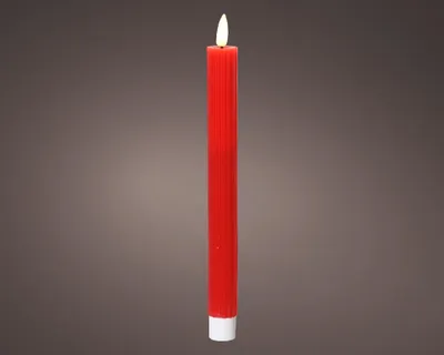 Obrázek produktu pro Večeřová svíčka LED žebrovaná 24cm červená 2 ks.