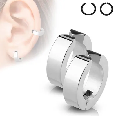 Produktbild von Fake Creolen: Ohrclips Klappcreolen Non-Piercing "Clip-On"  Silber
