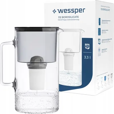 Obrázek produktu pro Skleněná filtrační konvice Wessper 3,3 l černá + 1x filtr aquaclassic