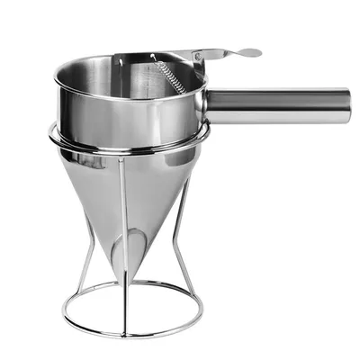 Produktbild von Edelstahl-Pfannkuchen-Teigspender mit Ständer,600 ML Trichter, Kuchenspender mit Ständer,für Cupcake, Waffeln, Muffin-Mix, Crepes, Kuchen