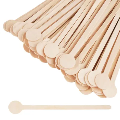 100 Holz-Rührstäbchen 15 cm rund für Kaffee