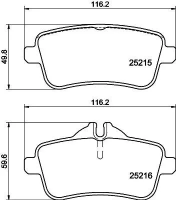 Produktbild von HELLA Bremsbeläge Satz Hinten Bremsklötze passend für MERCEDES-BENZ A-Klasse (W176) 8DB 355 019-741