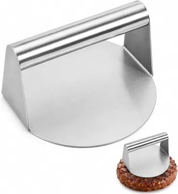 Obrázok produktu pre Lis na hamburger 14 cm, nehrdzavejúca oceľ, okrúhly, pre kuchyňu