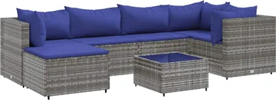 Obrázok produktu pre vidaXL 7-dielna záhradná obývacia súprava s vankúšmi Grey Poly Rattan