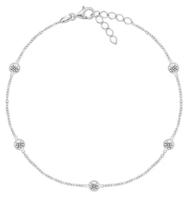 Produktbild von Zartes silbernes Beinarmband mit Zirkonen ANK106W