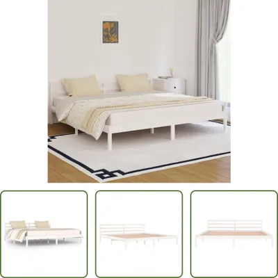 Immagine prodotto di The Living Store Letto in legno massiccio di pino 200x200 cm bianco