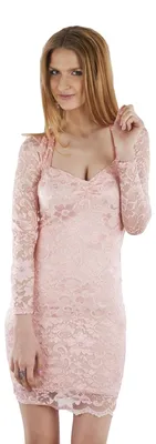 Produktbild von John Zack - Pinkes Kleid aus Spitze, Herz-Ausschnitt L