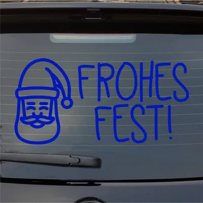 Produktbild von Heckscheibenaufkleber Fohes Fest Santa Claus Weihnachten Christmas 55x27 cm Dunkelblau Auto Aufkleber Sticker
