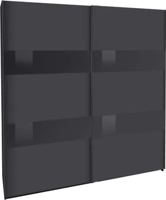 Produktbild von Schwebetürenschrank Altona Kleiderschrank Ausführung wählbar,graphit / Grauglas,225x65x236cm
