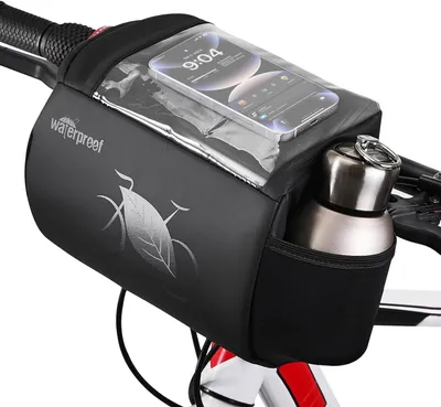 Imagen del producto de Bolsa para bicicleta con compartimento para teléfono: pantalla táctil de 13 x 18 cm, capacidad de 3 litros