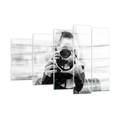 Produktbild von Bilder auf glas - 5 Teile - Fotograf Schwarzweiß Doppel - 150x100cm - Glasbilder - Wandbilder - Bilder - Wanddekoration aus Glas - Glas Bilder - Wandbild auf Glas - GEG150x100-4586